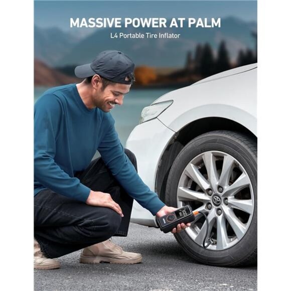 Tire Inflator Portable Air Compressor, 150PSI Portable Air Pump for Car Tires - Picture 2 of 7